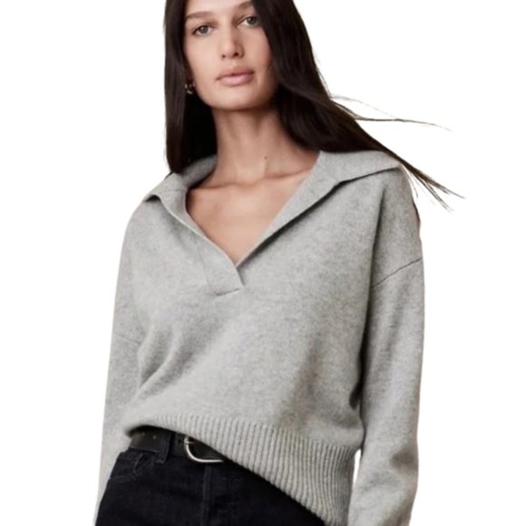 Banana Republic Sweaters - Banana Republic Luna Cashmere Gray Polo Sweater - Size M